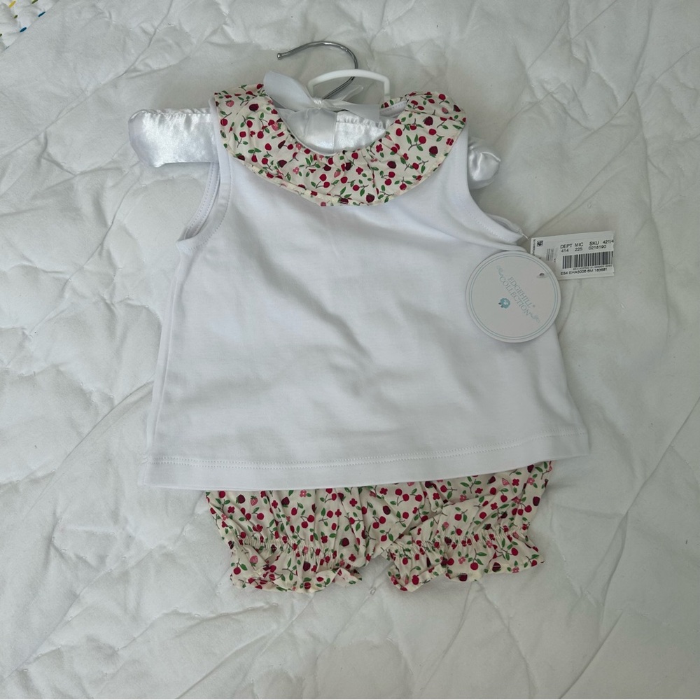 Edgehill Collection White and Red Cherry Diaper Set
